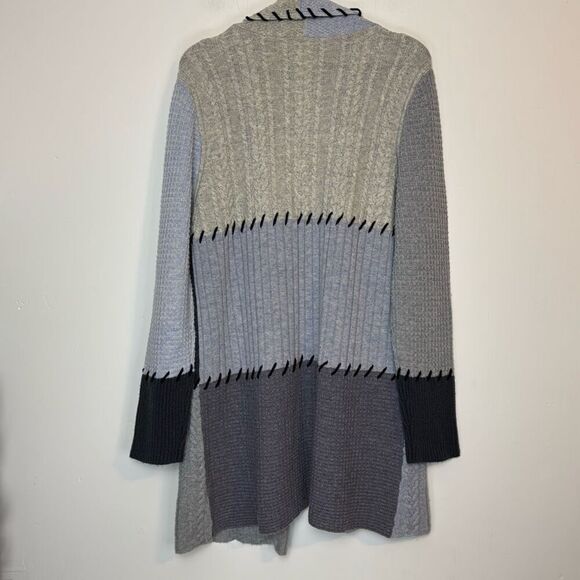 Claudia Nichole Patchwork Wool Cashmere Duster Cardigan M - Picture 3 of 5